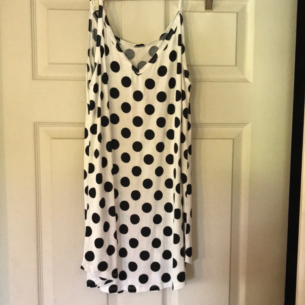 Zenana, size L, shirt, white with black polka dots, never worn
